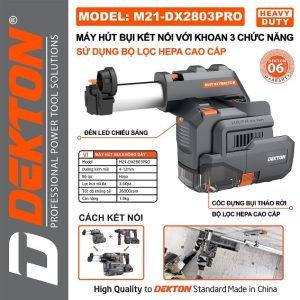 máy hút bụi dùng cho máy khoan dekton m21 dx2803pro